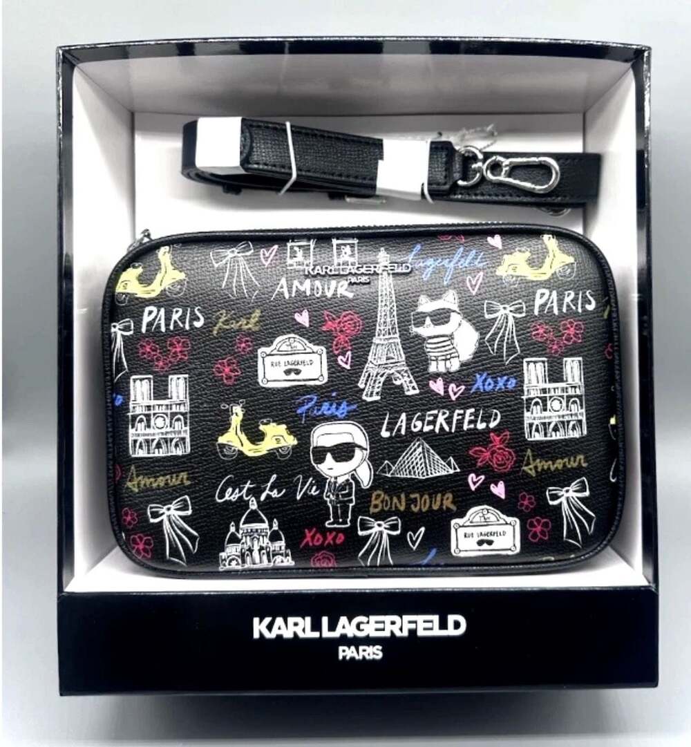 Karl Lagerfeld Paris Maybelle Multi Color Double Zip Camera Bag NIB
